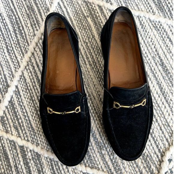 Salvatore Ferragamo Black Dress Shoes with Gold Hardware